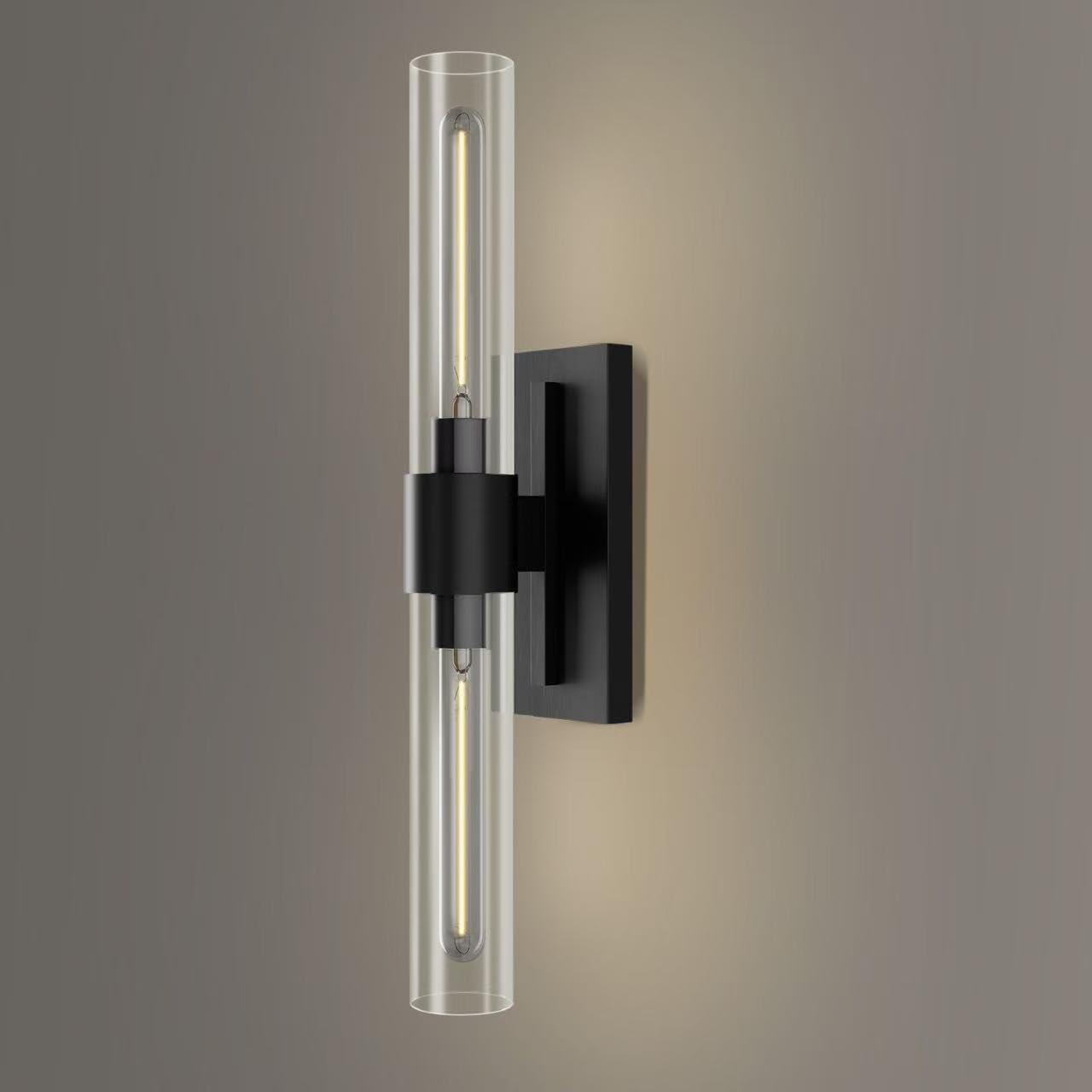 Hemali 2 lights Black Wall Sconce bathroom vanity mirror wall lighting 22.8in wall lamp