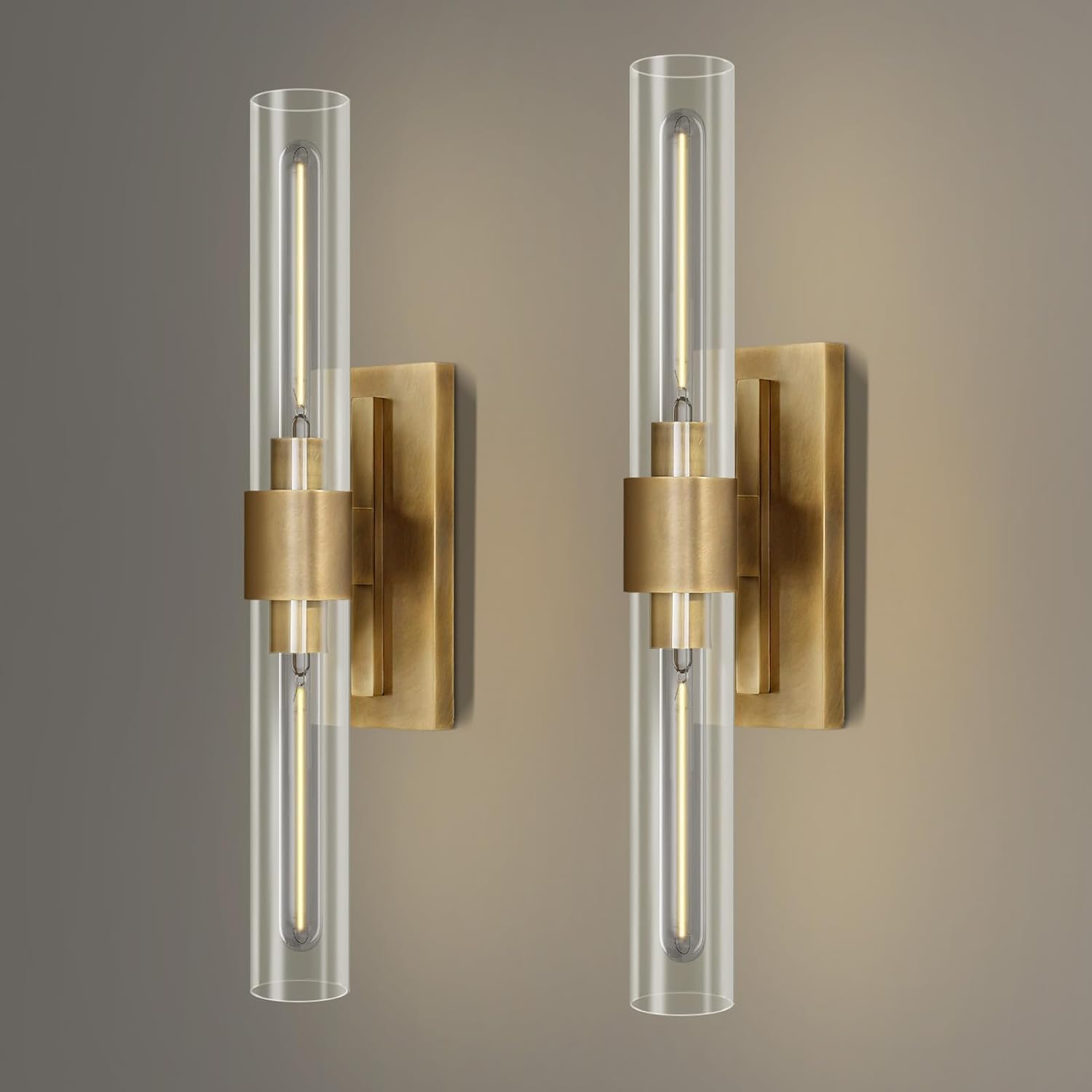 Hemali Rustic Antique Brass Wall Sconces bubl included stock in USA
