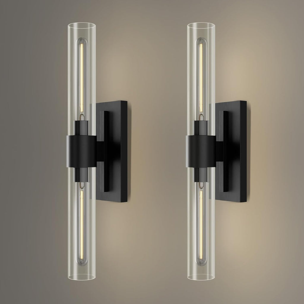 Hemali 2 lights Black Wall Sconce bathroom vanity mirror wall lighting 22.8in wall lamp