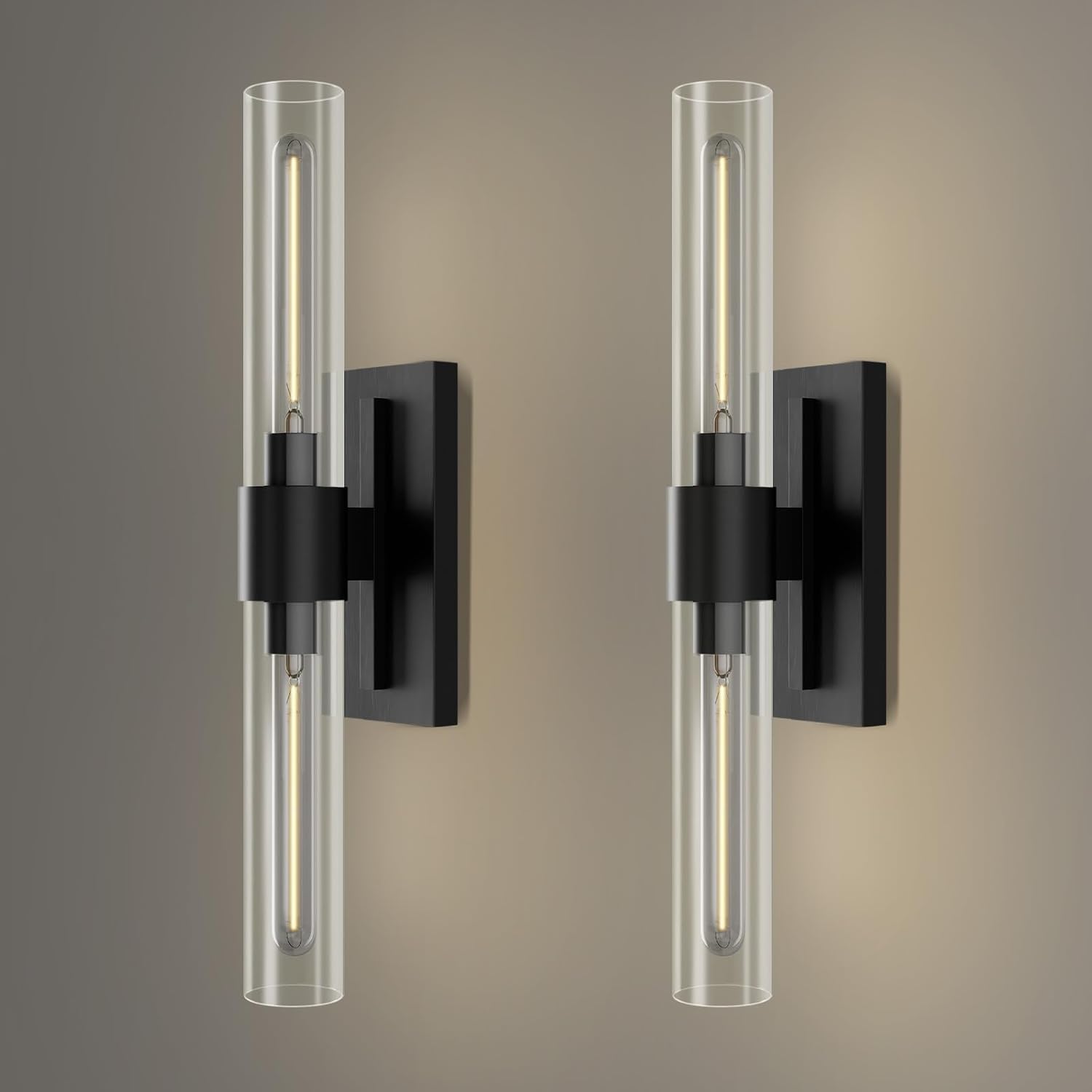 Hemali 2 lights Black Wall Sconce bathroom vanity mirror wall lighting 22.8in wall lamp