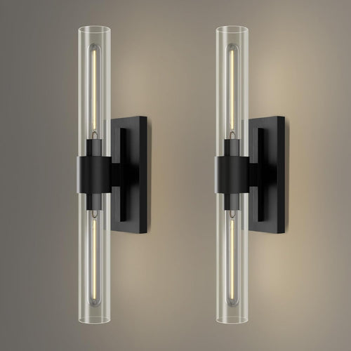 Hemali 2 lights Black Wall Sconce bathroom vanity mirror wall lighting 22.8in wall lamp
