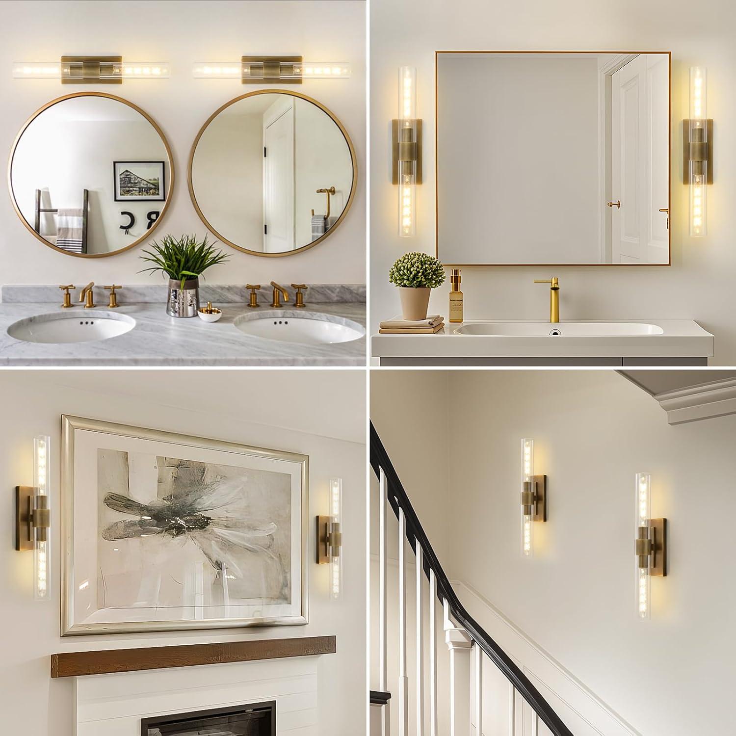 Hemali 2 lights Black Wall Sconce bathroom vanity mirror wall lighting 22.8in wall lamp