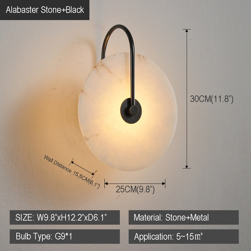 Hemali Alabaster Stone Wall Sconces bedroom round wall lighting living room foyer bathroom mirror vanity lighting wall lamp