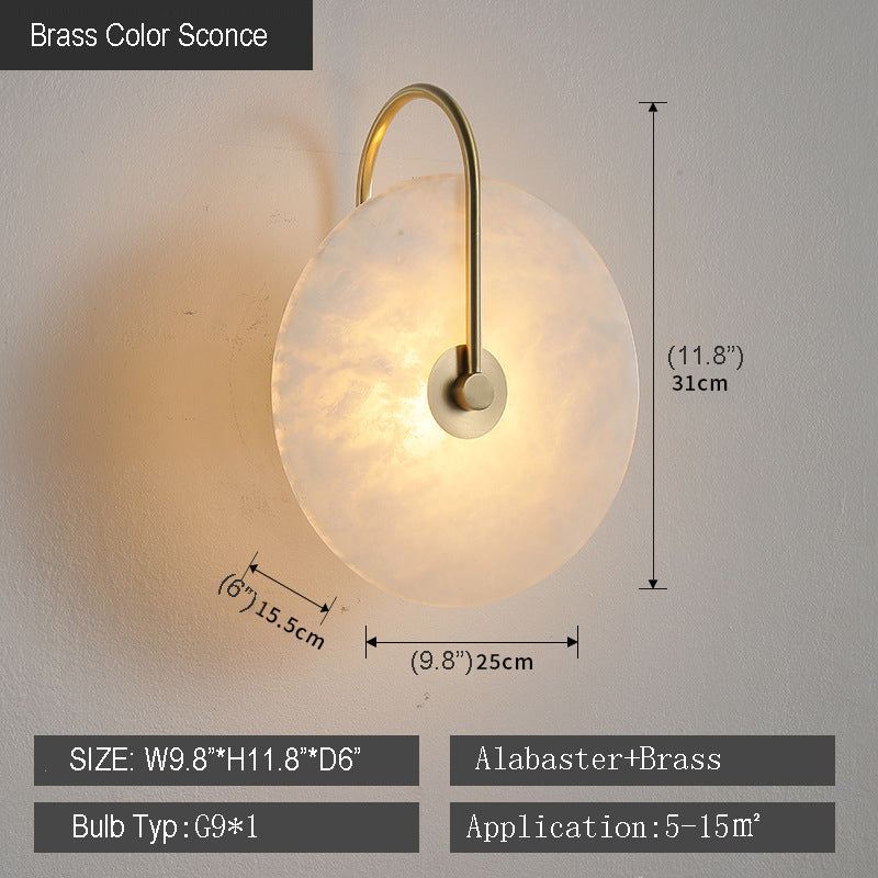 Hemali Alabaster Stone Wall Sconces bedroom round wall lighting living room foyer bathroom mirror vanity lighting wall lamp