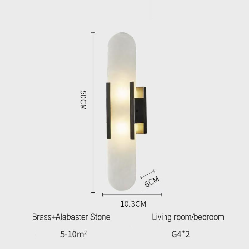 Hemali Alabaster Stone Wall Sconces bedroom hotel living room long flat wall lighting bathroom mirror vanity wall lamp