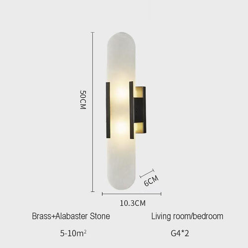 Hemali Alabaster Stone Wall Sconces bedroom hotel living room long flat wall lighting bathroom mirror vanity wall lamp