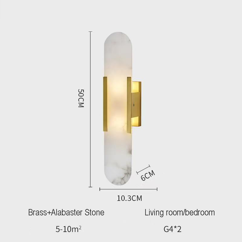 Hemali Alabaster Stone Wall Sconces bedroom hotel living room long flat wall lighting bathroom mirror vanity wall lamp
