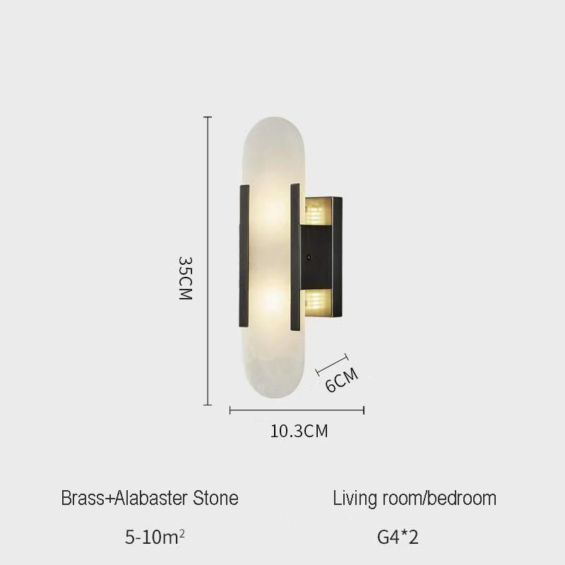 Hemali Alabaster Stone Wall Sconces bedroom hotel living room long flat wall lighting bathroom mirror vanity wall lamp