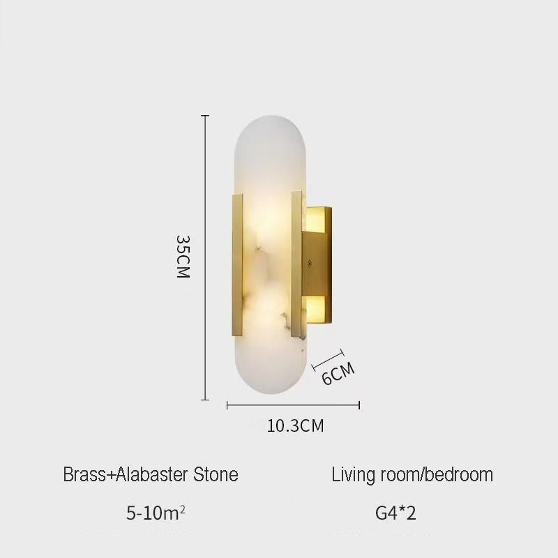 Hemali Alabaster Stone Wall Sconces bedroom hotel living room long flat wall lighting bathroom mirror vanity wall lamp