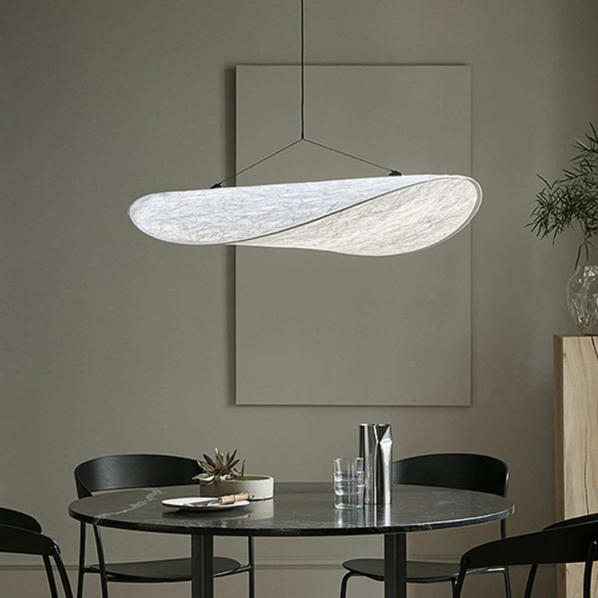 Hemali Tense Pendant Lamp 15.7in Dia.400MM White Fabric Round Circular Pendant Light Silk Round Chandelier suspension lamp