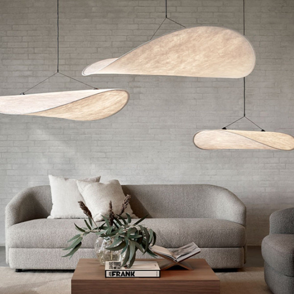 Hemali Tense Pendant Lamp Fabric White Pendant Light Slik style chandelier for bedroom living room