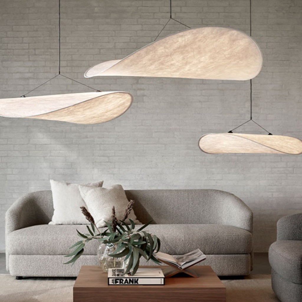 Hemali Tense Pendant Light 31.49in chandelier Dia.800MM White Fabric Round Circular Pendant Lights Silk Round suspension lamp