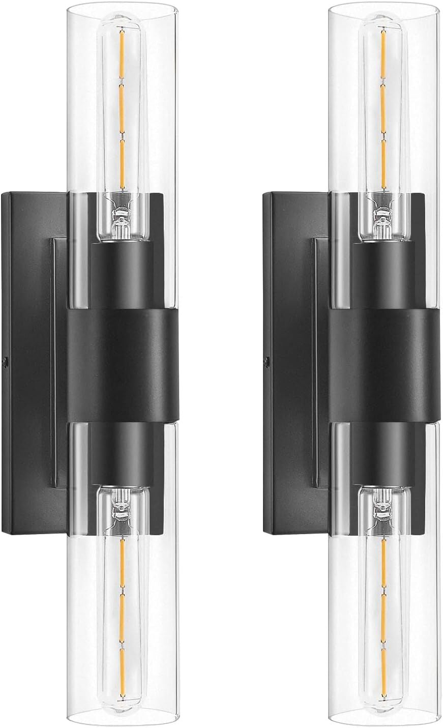Hemali 2 lights Black Wall Sconce bathroom vanity mirror wall lighting 22.8in wall lamp