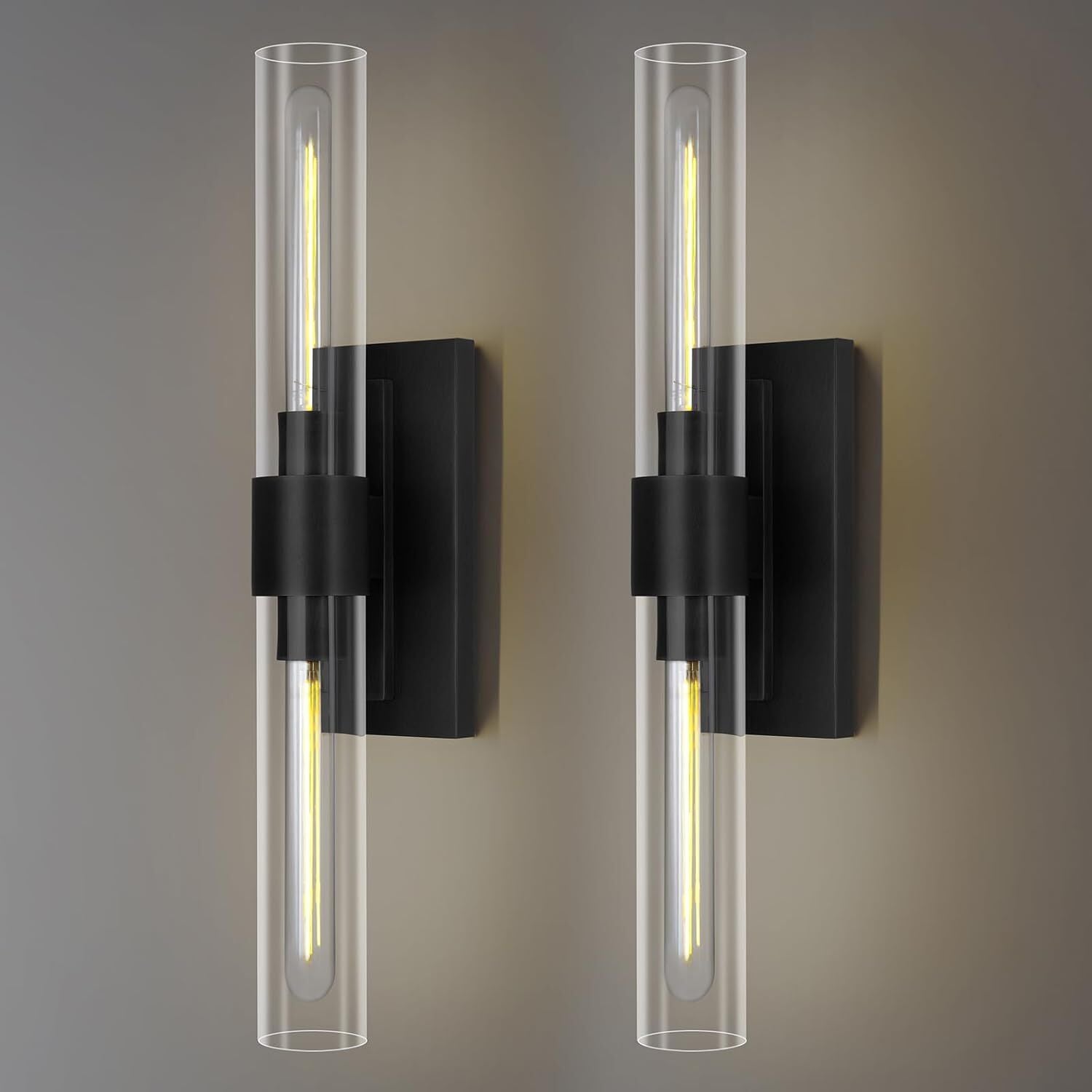 Hemali 2 lights Black Wall Sconce bathroom vanity mirror wall lighting 22.8in wall lamp