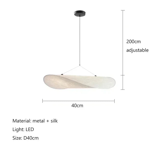 Hemali Tense Pendant Lamp 15.7in Dia.400MM White Fabric Round Circular Pendant Light Silk Round Chandelier suspension lamp