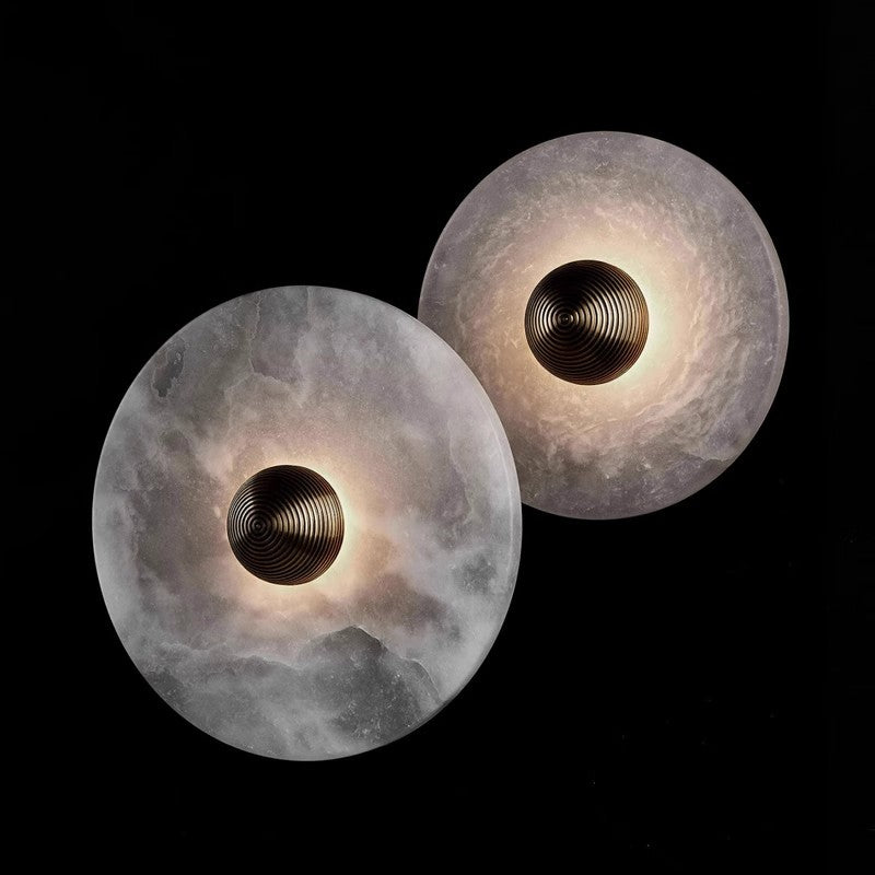 Hemali Wall Sconce Alabaster Stone Round Wall Lighting bedroom Circular Wall Lights