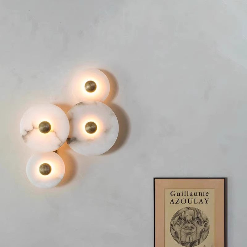 Hemali Wall Sconce Alabaster Stone Round Wall Lighting bedroom Circular Wall Lights