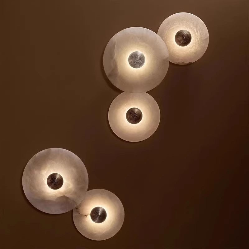 Hemali Wall Sconce Alabaster Stone Round Wall Lighting bedroom Circular Wall Lights