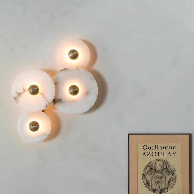 Hemali Wall Sconce Alabaster Stone Round Wall Lighting bedroom Circular Wall Lights