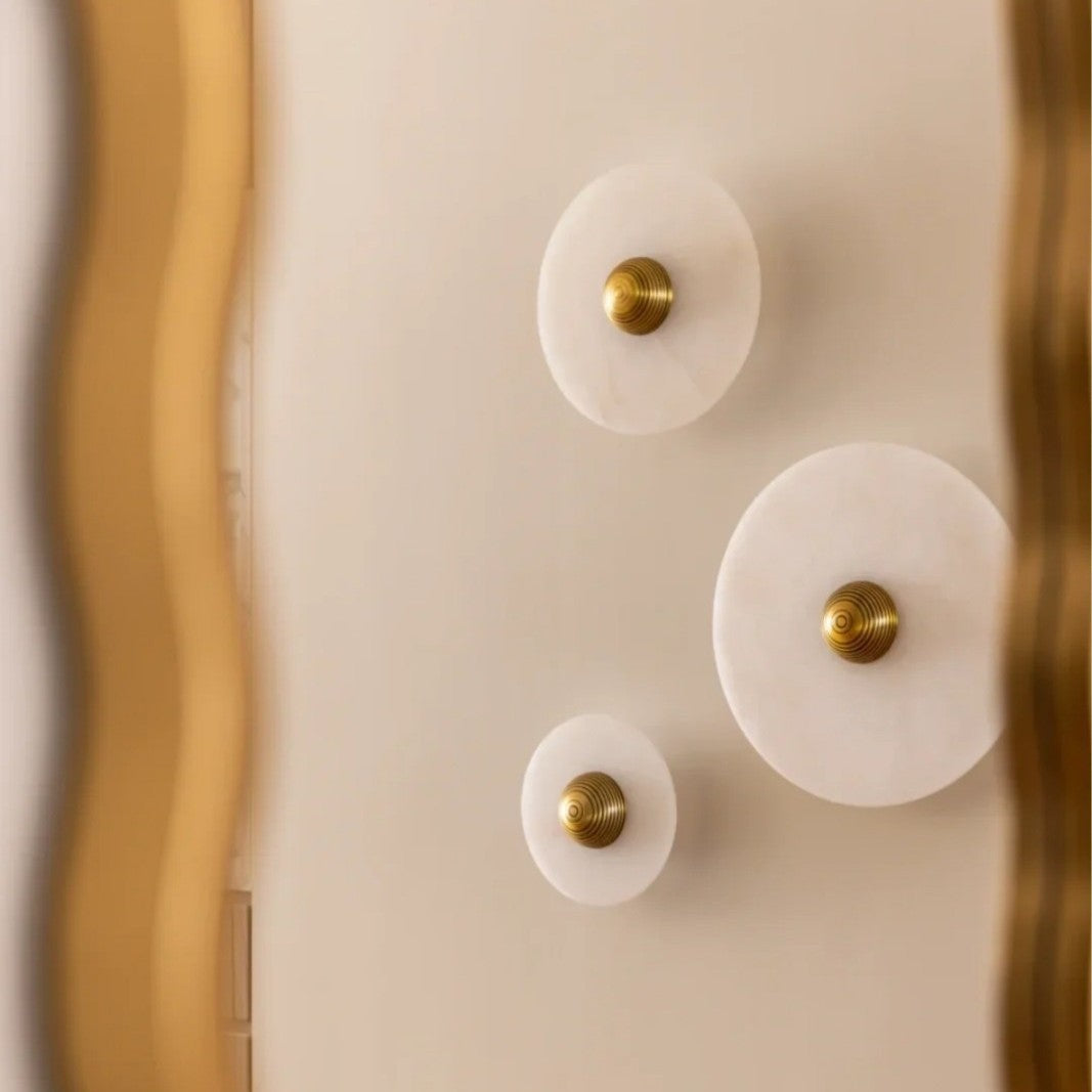 Hemali Wall Sconce Alabaster Stone Round Wall Lighting bedroom Circular Wall Lights