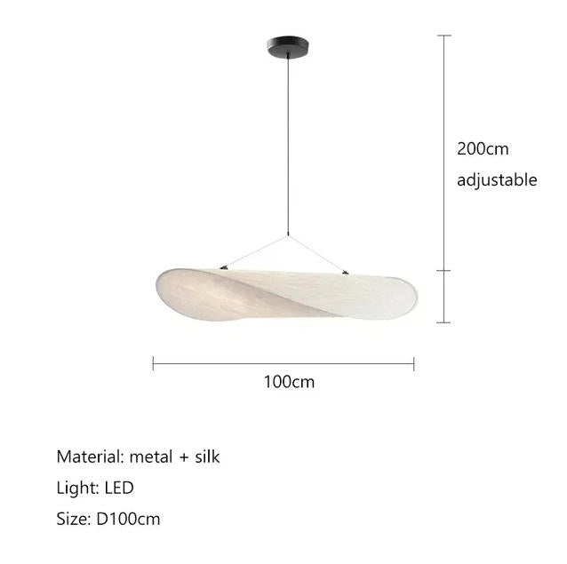 HEMALI Tense Pendant Light 39.37in Dia.1000MM White Fabric Round Pendant Lamp LED Modern chandelier lamp